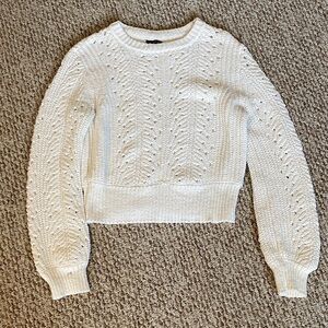 Dynamite Ivory Textured Crew Neck Sweater